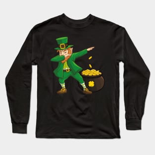Dabbing Leprechaun St. Patricks Day Clover Shamrock Long Sleeve T-Shirt